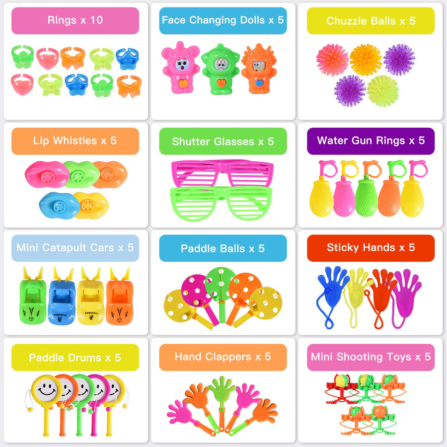 Max Fun 200Pcs Party Toys Assortment Party Favors for Kids Birthday Carnival Prizes Box Goodie Bag Fillers Classroom Rewards Pinata Filler Toys Treasure Box