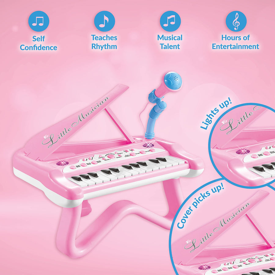 ToyVelt Toy Piano for Toddler Girls – Cute Piano for Kids with Built-in Microphone & Music Modes - Best Birthday Gifts for 3 4 5 Year Old Girls – Educational Keyboard Musical Instrument Toys