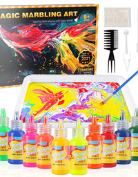 Titoclar Arts & Crafts for Kids Ages 6-12, Water Marbling Paint Kit, Ideal Gifts for Kids, Christmas Toys for Girls & Boys Age 4 5 6 7 8 9 10 11 12 Year Old (Paint on Water, 12 Colors)
