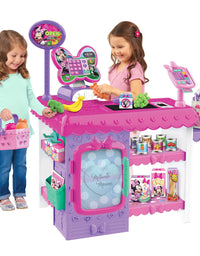 Minnie Mouse Disney Junior Marvelous Market, Pretend Play Cash Register with Realistic Sounds, 45 Play Food Pieces and Accessories, by Just Play
