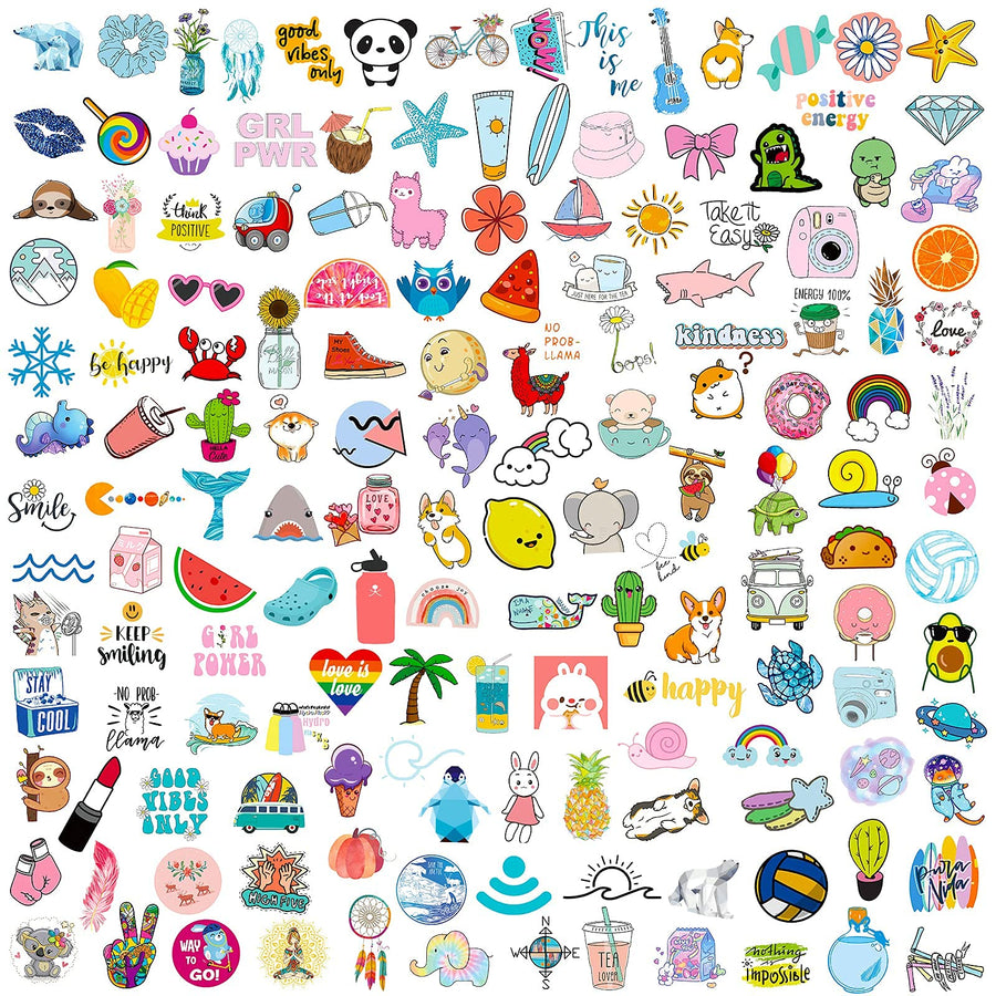 Stickers for Water Bottles, 300 Pcs/Pack Cute Vinyl Waterproof Vsco Laptop Skateboard Stickers Aesthetic Computer Hydroflask Phone Stickers for Kids Teens Girls