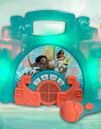 eKids Moana Sing Along Boom box Speaker with Microphone For Fans of Moana Toys, Kids Karaoke Machine with Built in Music and Flashing Lights , Montana
