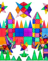 PicassoTiles 100 Piece Set 100pcs Magnet Building Tiles Clear Magnetic 3D Building Blocks Construction Playboards, Creativity beyond Imagination, Inspirational, Recreational, Educational Conventional
