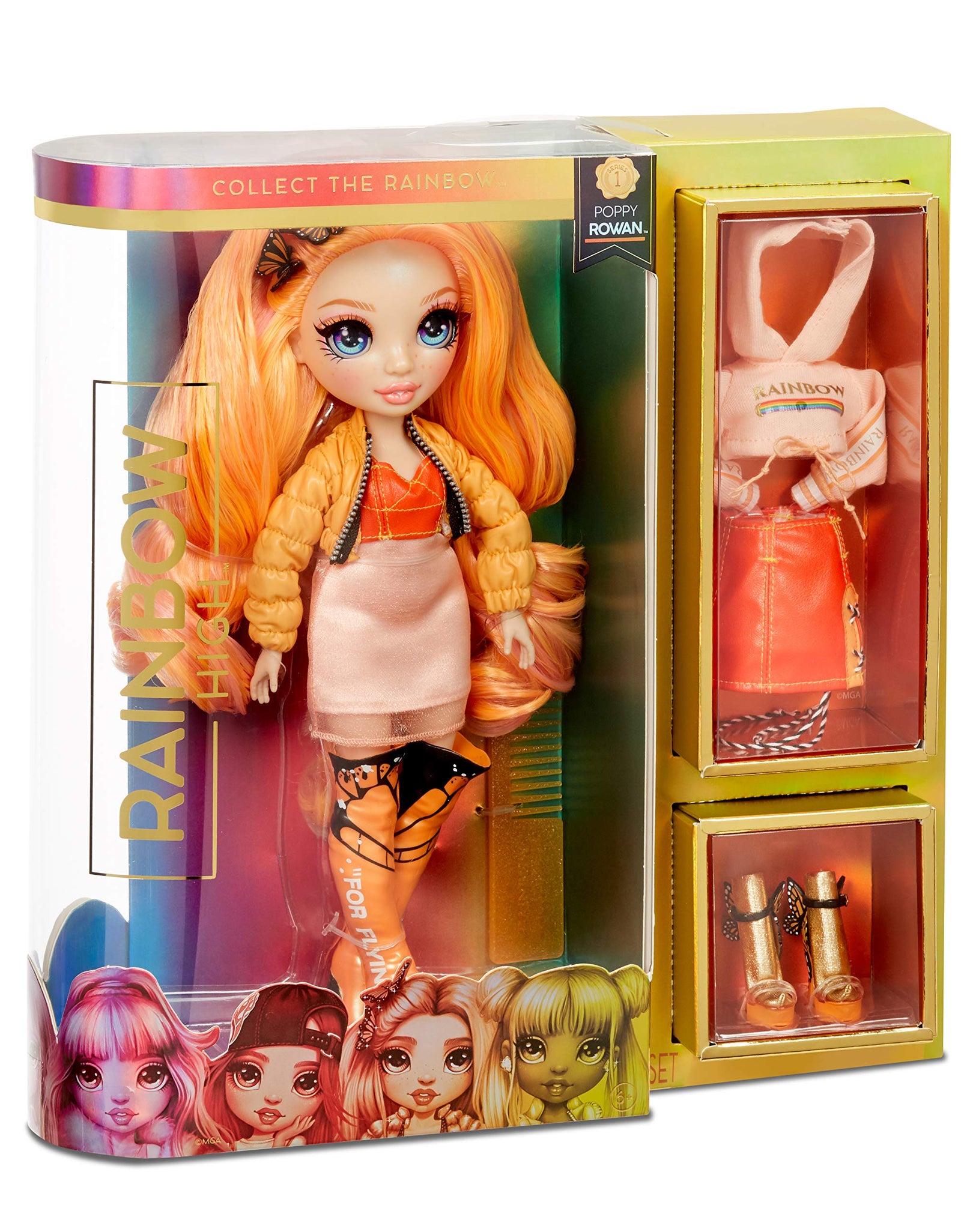 Rainbow Surprise Rainbow High Poppy Rowan - Orange Clothes Fashion Doll with 2 Complete Mix & Match Outfits and Accessories, Toys for Kids 6 to 12 Years Old