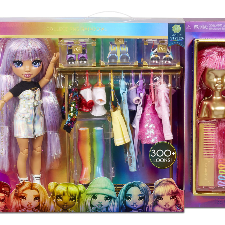Rainbow High Fashion Studio with Avery Styles Fashion Doll Playset Includes Designer Outfits & 2 Sparkly Wigs for 300+ Looks, Gifts for Kids & Collectors, Toys for Kids Ages 6 7 8+ to 12 Years Old