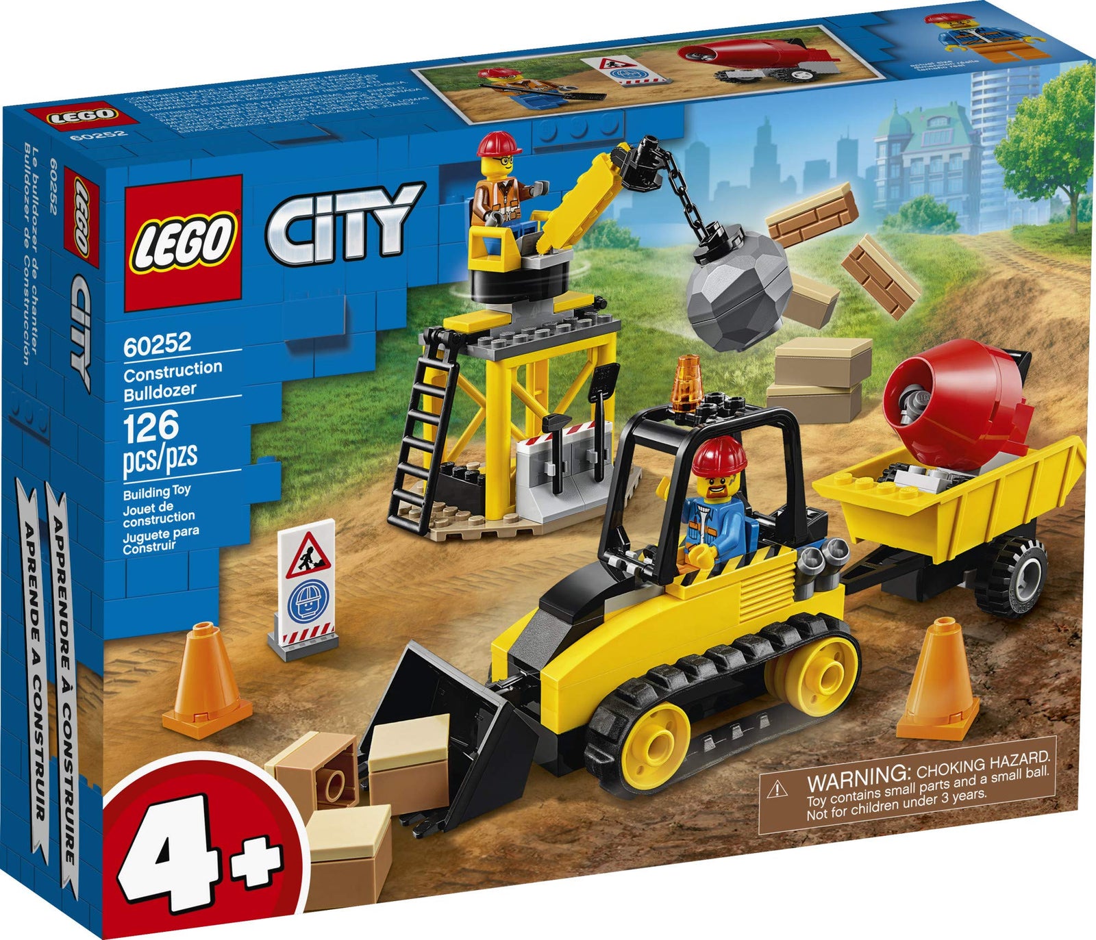 LEGO City Construction Bulldozer 60252 Toy Construction Set, Cool Building Set for Kids (126 Pieces)