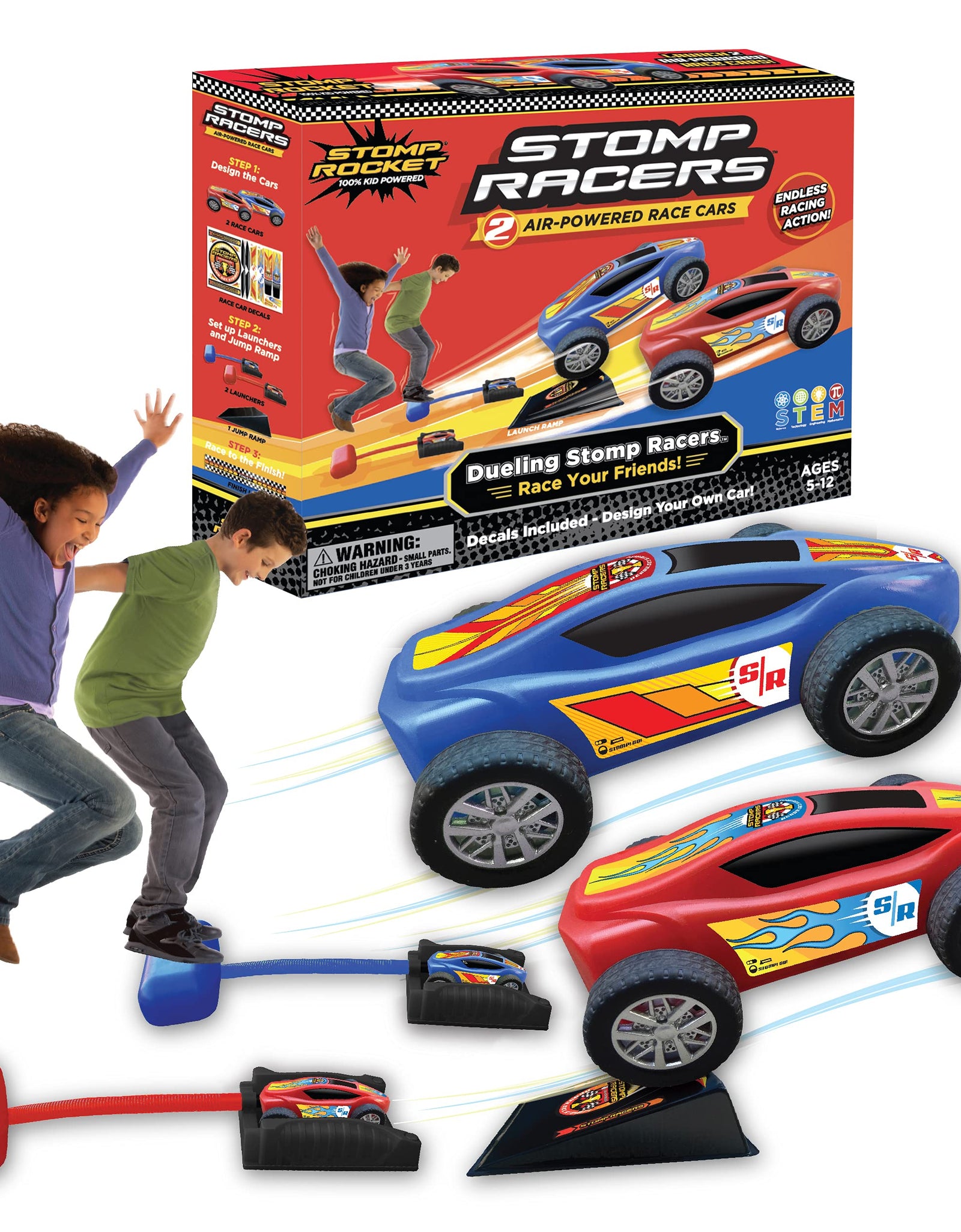 Stomp Racers by Stomp Rocket-Toy Car Launcher, Air Powered Car for Racing and Jumping Toy Car Launcher and ramp | Great for Outdoor and Indoor Play STEM Gifts for Boys and Girls-Ages 5 6 7 8…