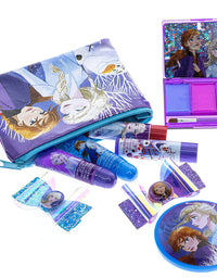 Disney Frozen 2 - Townley Girl Super Sparkly Cosmetic Beauty Makeup Set For Girls with Clips, Press On Nail, Lip Gloss, Nail Stickers, Lip Balm, Nail Gems and Mirror For Parties, Sleepovers & Makeovers
