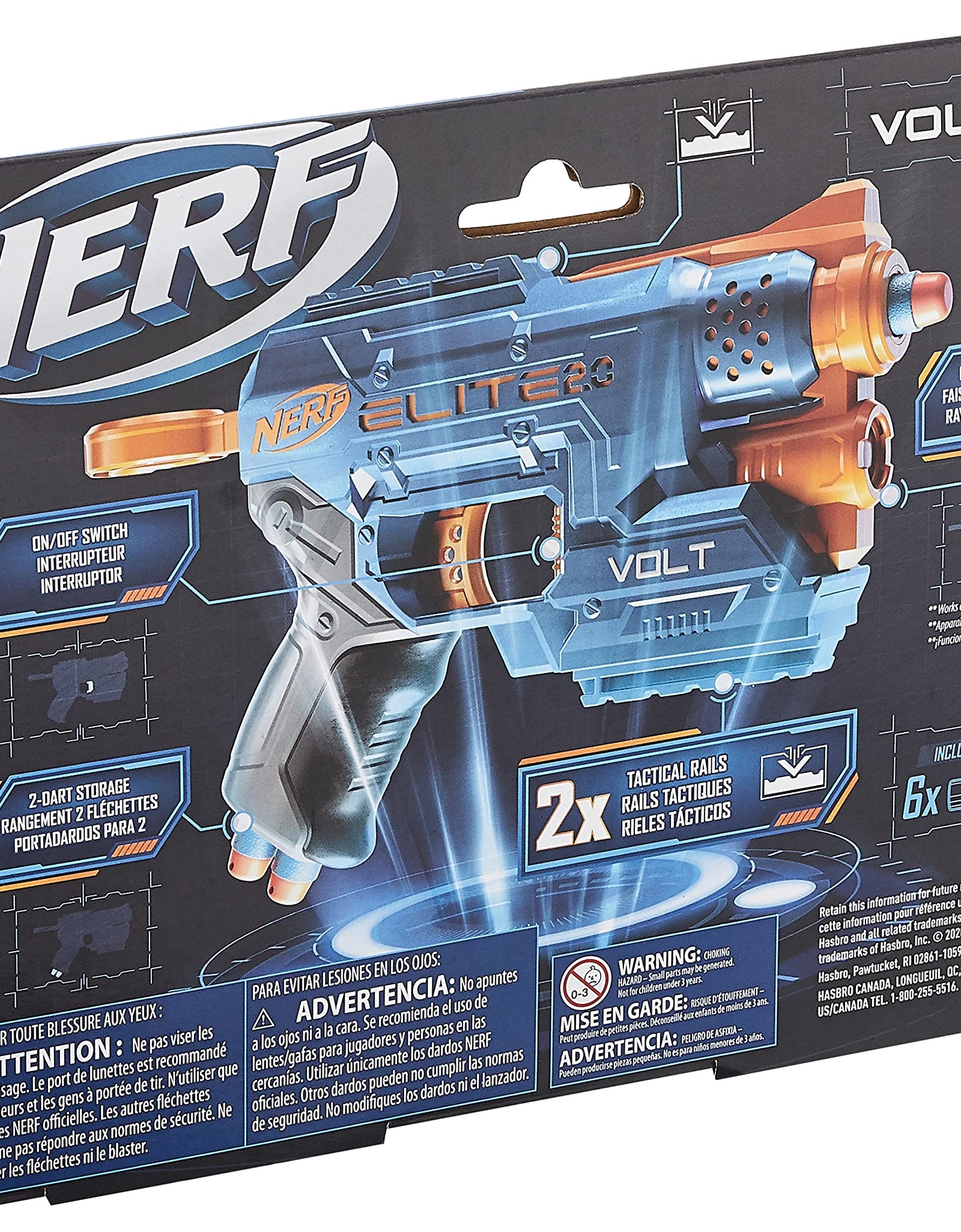 NERF Elite 2.0 Volt SD-1 Blaster -- 6 Official Darts, Light Beam Targeting, 2-Dart Storage, 2 Tactical Rails to Customize for Battle