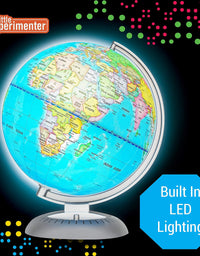 Illuminated Globe of The World with Stand | World Globe for Kids Learning with Build in LED Night Light | Light Up Earth Globe for Children | 8” Globe for Home, Desk, Classroom
