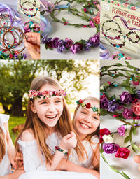 Hapinest Make Your Own Flower Crowns and Bracelets Craft Kit for Girls Gifts Ages 6 7 8 9 10 Years Old and Up
