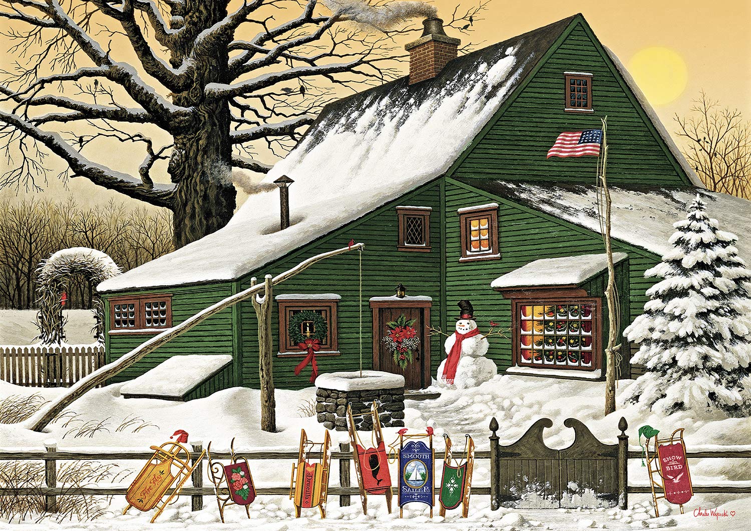 Buffalo Games - Charles Wysocki - Cocoa Break at The Copperfields - 500 Piece Jigsaw Puzzle Multi, 21.25"L X 15"W