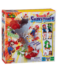 Epoch Games Super Mario Blow Up! Shaky Tower Balancing Game, Tabletop Skill and Action Game with Collectible Super Mario Action Figures
