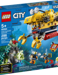 LEGO City Ocean Exploration Submarine 60264, with Submarine, Coral Reef Setting, Underwater Drone, Glow in The Dark Anglerfish Figure and 4 Explorer Minifigures (286 Pieces)
