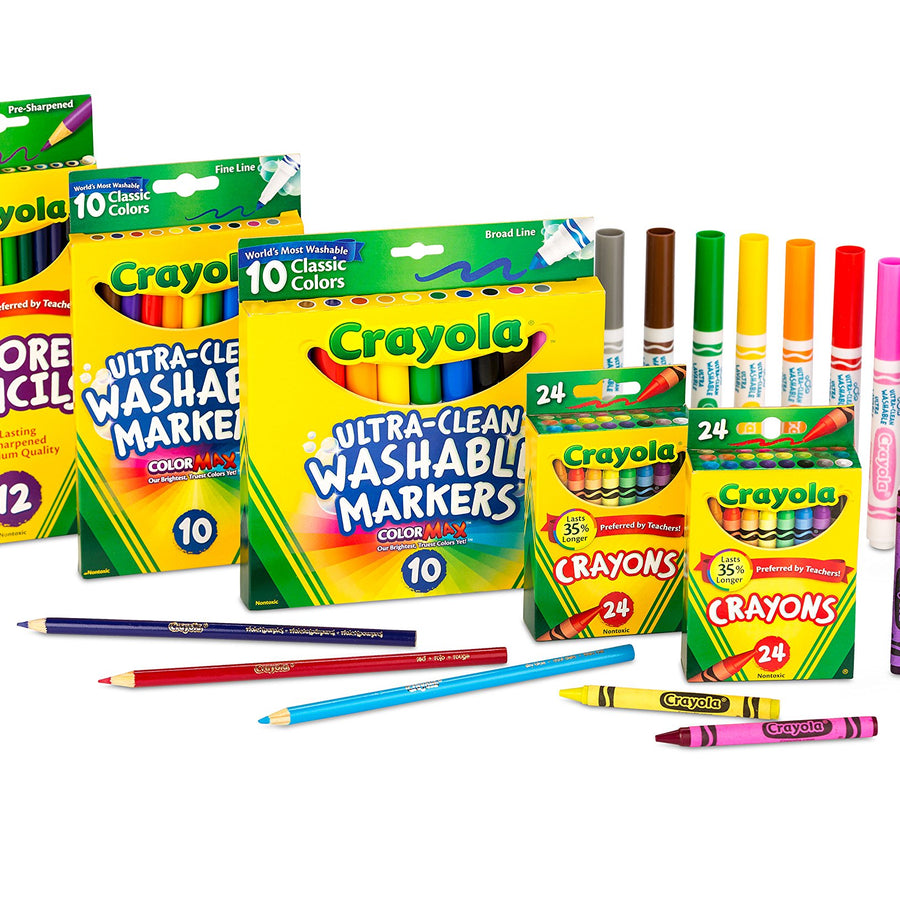 Crayola Back To School Supplies for Girls & Boys, Crayons, Markers & Colored Pencils, Stocking Stuffers, Gifts, 80 Pieces