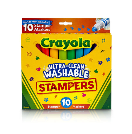 Crayola; Ultra-Clean; Stamper Markers; Art Tools; 10 ct. Markers; Bright, Bold Washable Colors; Emoticons