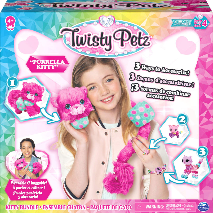 Twisty Petz, Series 4, Purrella Kitty Bundle with Cuddlez Plush and 2 Collectible Bracelets