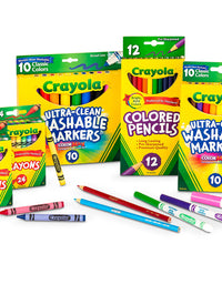 Crayola Back To School Supplies for Girls & Boys, Crayons, Markers & Colored Pencils, Stocking Stuffers, Gifts, 80 Pieces
