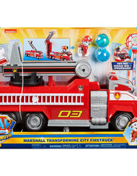 PAW Patrol, Marshall’s Transforming Movie City Fire Truck with Extending Ladder, Lights, Sounds and Action Figure, Kids Toys for Ages 3 and up
