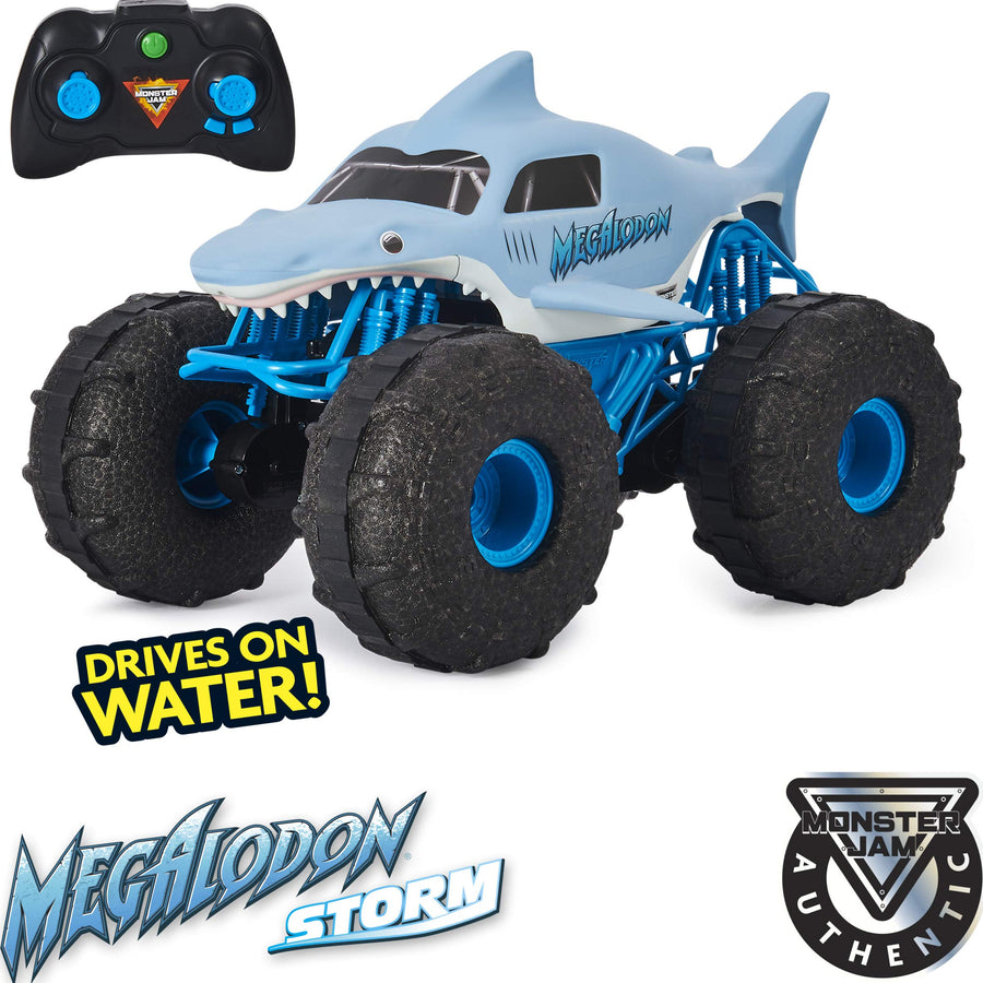 Monster Jam, Official Megalodon Storm All-Terrain Remote Control Monster Truck Toy Vehicle, 1:15 Scale