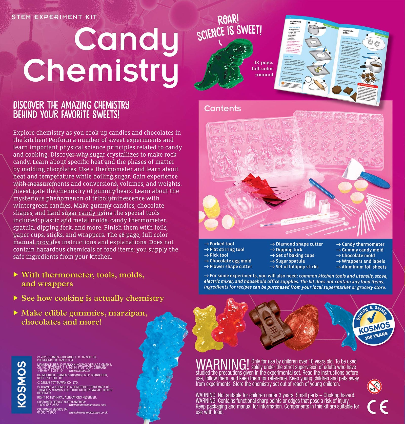 Thames & Kosmos Candy Chemistry | Science Kit | Rock Candy, Chocolates, Gummy Bears, Wintergreen Candies | 48 Page Full-Color Manual | Ages 10+ | Learn Chemistry, Have Fun | Cooking Science