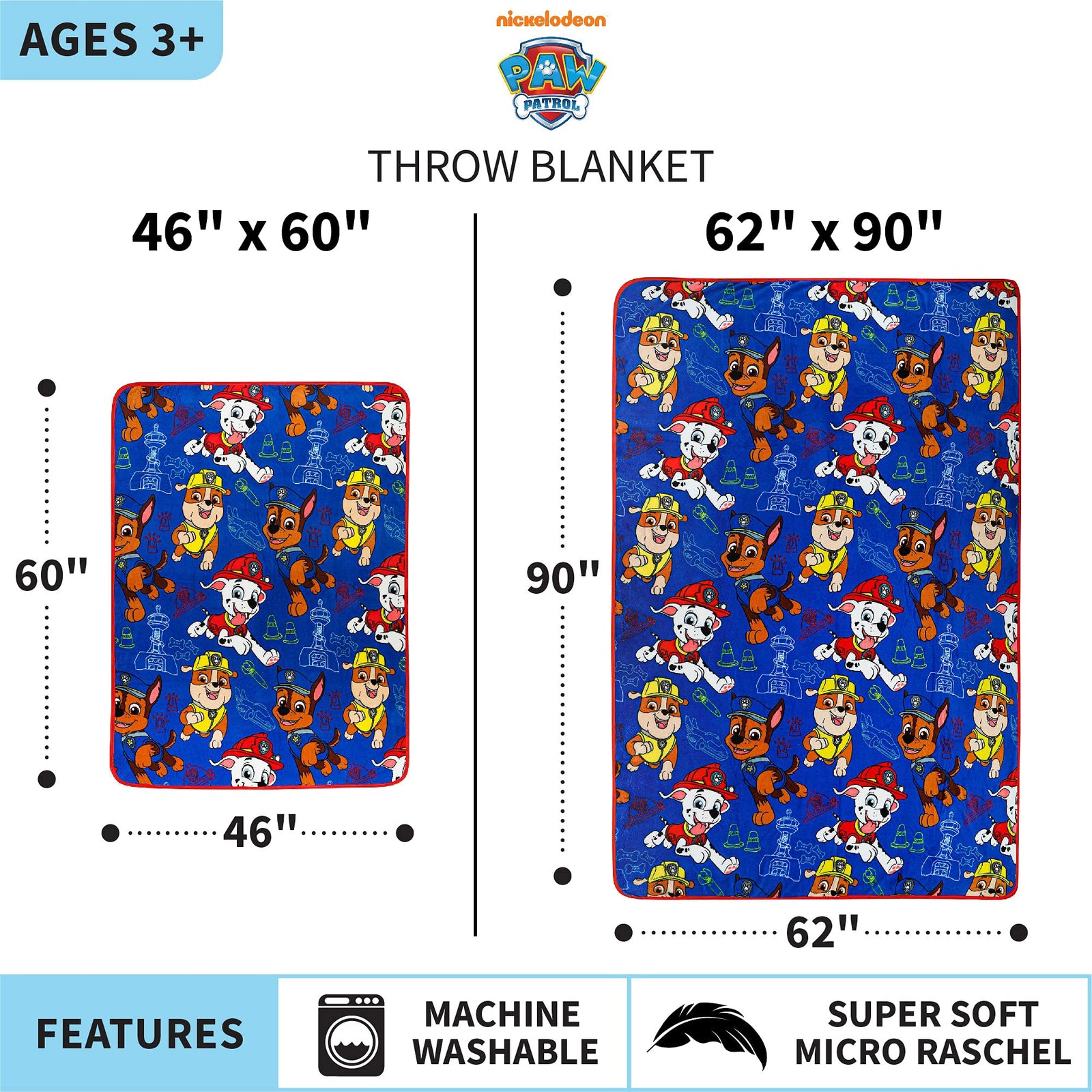 Franco Kids Bedding Super Soft Plush Throw Blanket, 46" x 60", Paw Patrol