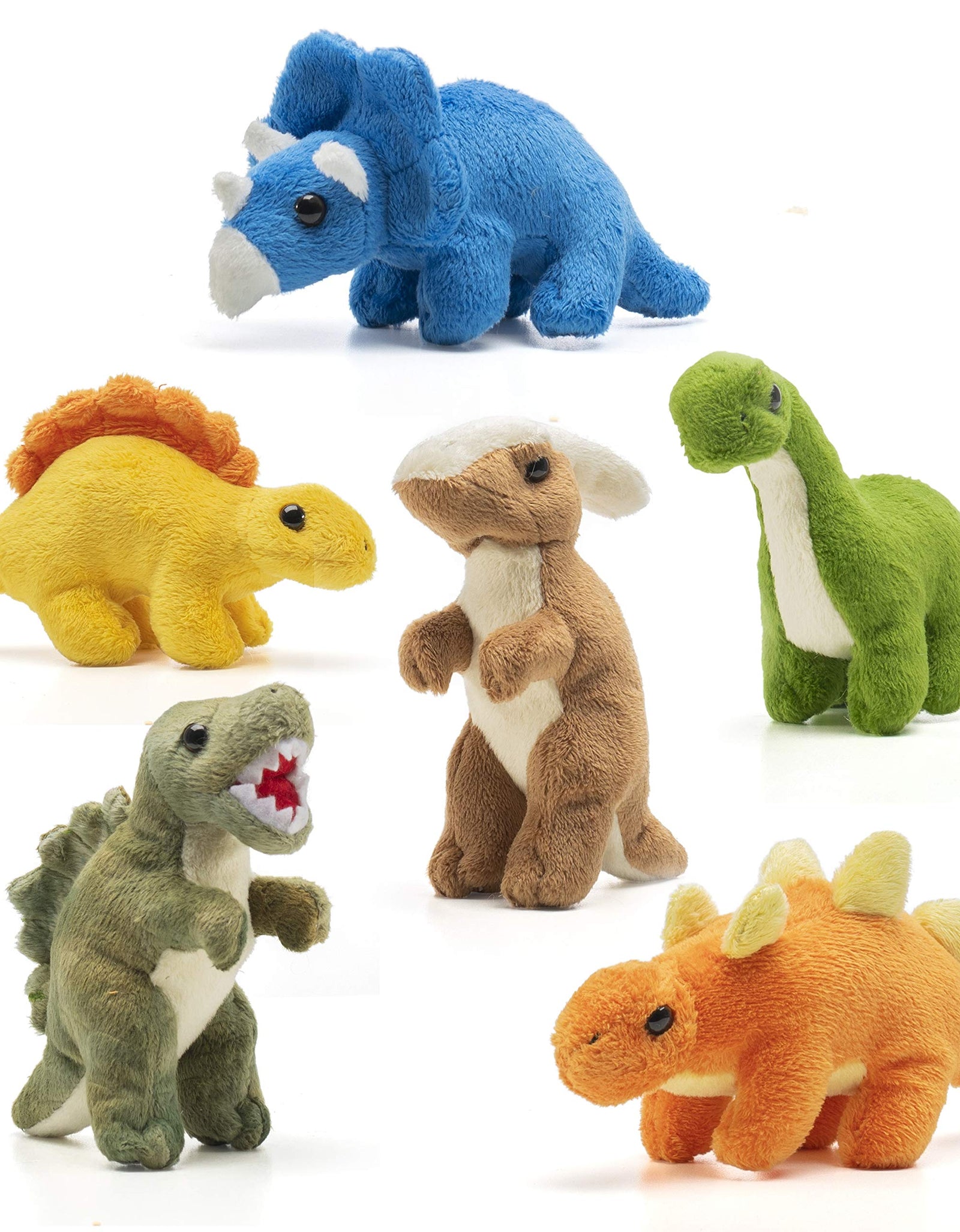 Prextex 15 inch Plush Dinosaur Stuffed Animal T-Rex Tummy Carrier with 5 Cute Little Hatchlings Inside its Zippered Tummy Great Set for Kids