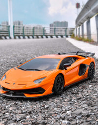 BEZGAR Remote Control Car Licensed RC Series, 1:24 Scale Remote Control Lambor Aventador SVJ Electric Sport Racing Hobby Toy Car Model Vehicle for Boys,Girls,Teens and Adults Gift (Orange)
