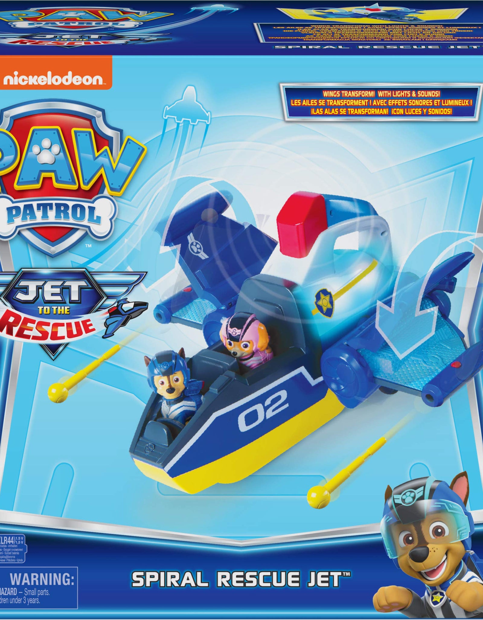 Paw Patrol, Jet to The Rescue Deluxe Transforming Spiral Rescue Jet with Lights and Sounds, Amazon Exclusive