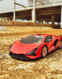 BEZGAR Licensed RC Series, 1:24 Scale Remote Control Car Lambor Sián FKP 37 Electric Sport Racing Hobby Toy Car Model Vehicle for Boys and Girls Teens and Adults Gift (Red)

