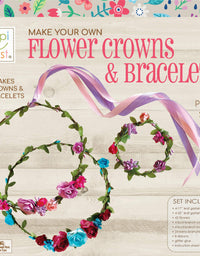 Hapinest Make Your Own Flower Crowns and Bracelets Craft Kit for Girls Gifts Ages 6 7 8 9 10 Years Old and Up
