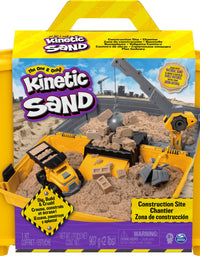 Kinetic Sand, Construction Site Folding Sandbox Playset with Vehicle and 2lbs, for Kids Aged 3 and up
