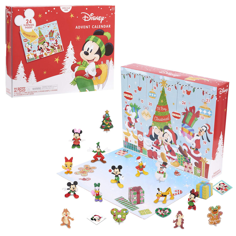 Disney Classic Advent Calendar, 32 Pieces, Figures, Decorations, and Stickers, by Just Play