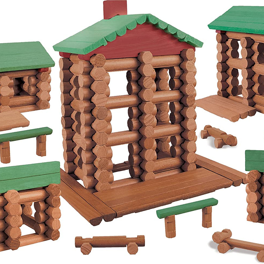 LINCOLN LOGS-Collector's Edition Village-327 Pieces-Real Wood Logs-Ages 3+ - Best Retro Building Gift Set for Boys/Girls-Creative Construction Engineering–Top Blocks Game Kit - Preschool Education Toy