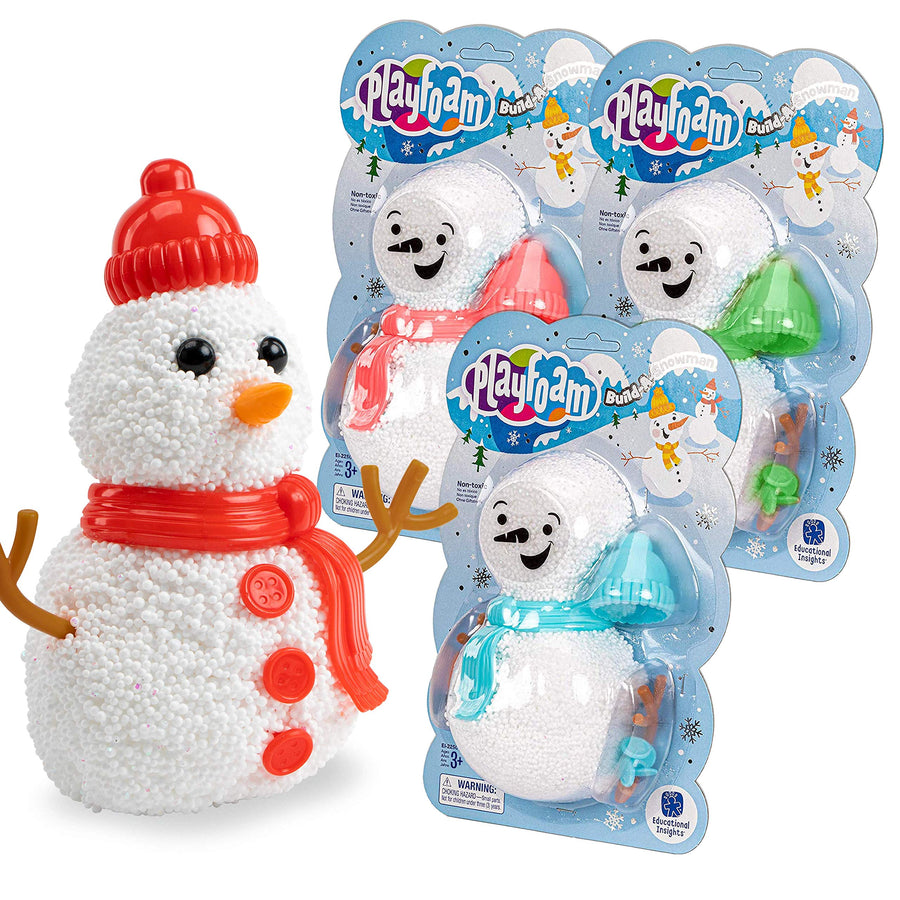 Educational Insights Playfoam Build-a-Snowman Toy, Set of 3, Fidget & Sensory Toy, Stocking Stuffer for Boys & Girls, Christmas Gift, Ages 3+, Amazon Exclusive