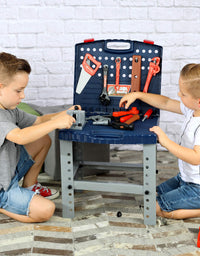 ToyVelt Kids Tool Set Toddler Workbench W Realistic Tools & Electric Drill For Construction Workshop Tool Bench, Stem Educational Pretend Play, Best Gift Toys For Boys & Girls Age 3, 4, 5, 6 and Up

