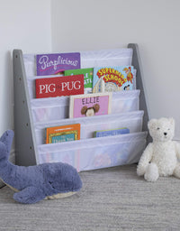 Humble Crew, Grey/White Kids Book Rack Storage Bookshelf, 4 Tiers
