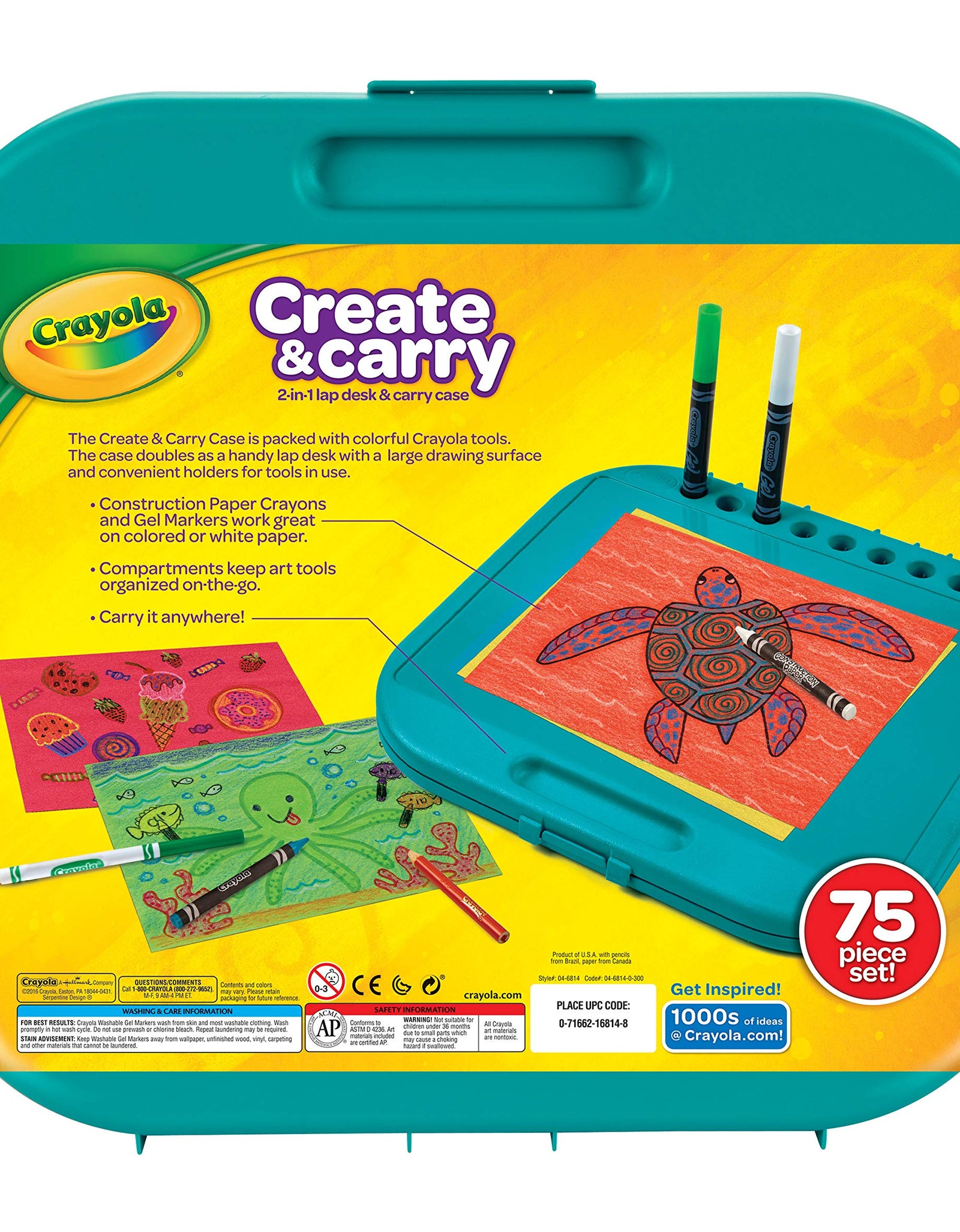 Crayola Create 'N Carry Art Set, 75 Pieces, Art Gift for Kids, Ages 5 & Up