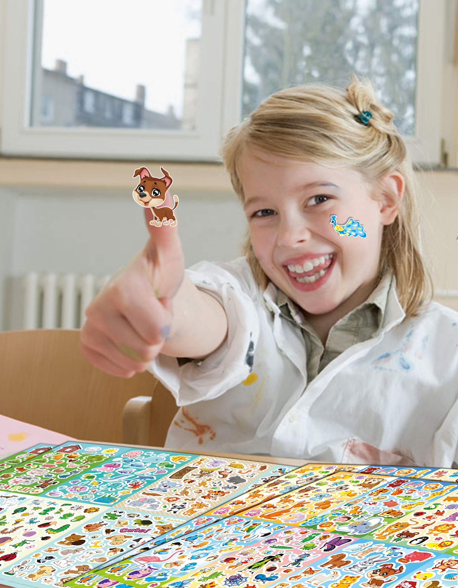 Sinceroduct Animal Stickers Assortment Set, 8 Sheets (1800+ Count), 2 Different Styles 16 Themes Collection for Kids, Children, Teacher, Parent, Grandparent, Animals of The World Sticker Variety Pack