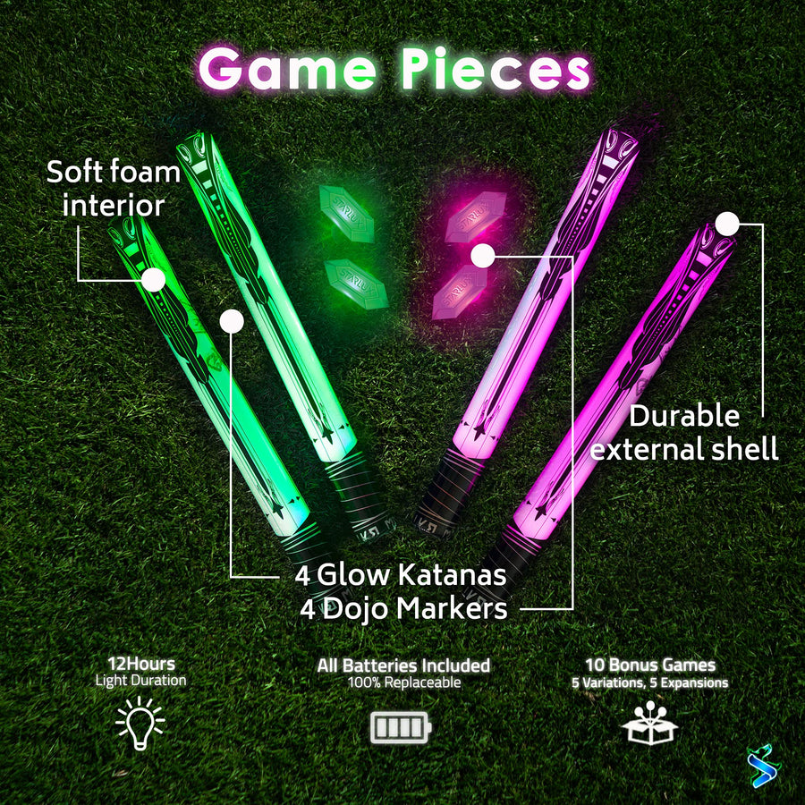 Starlux Games Glow Battle: A Ninja Game with Glow-in-The-Dark Foam Swords - an Indoor & Outdoor Activity for Boys, Girls and Teens Ages 8+