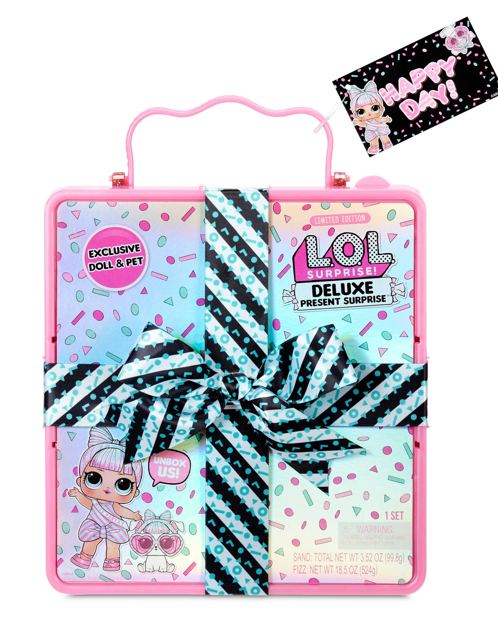 LOL Surprise Deluxe Present Surprise with Limited Edition Doll, and Pet, Teal - Adorable Fashion Doll and Colorful Doll Accessories in Giftable Packaging - Birthday Present for Girls Age 4-15 Years