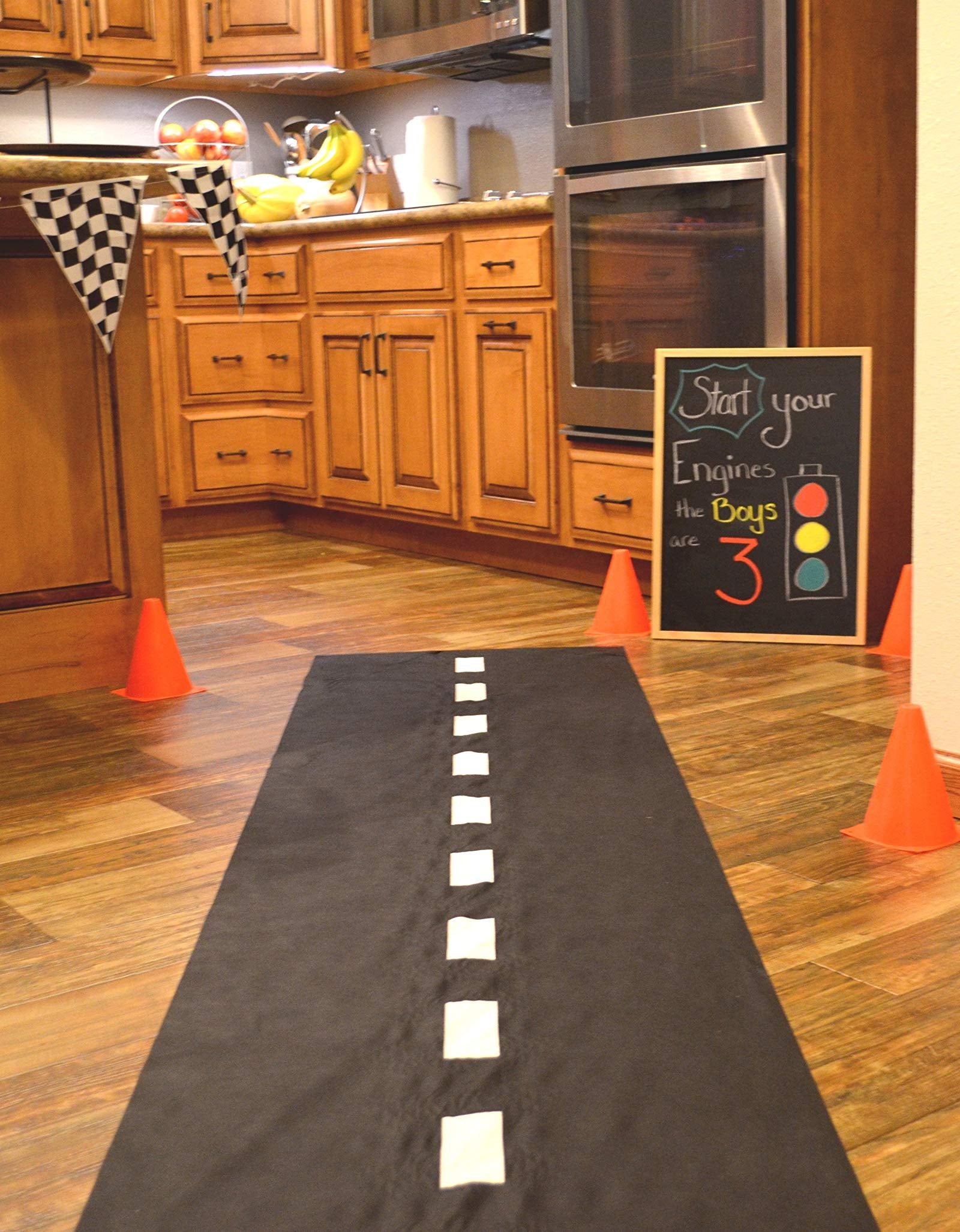 10ft Long Racetrack Floor Running Racer Party Decoration Mat Drag Race Car Road Go Kart Theme Birthday Games (2ft Wide) by Super Z Outlet