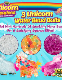 YoYa Toys Beadeez Unicorn Squishy Stress Balls Toy (3-Pack) for Girls, Boys, or Adults - Colorful, Gel Water Beads Balls Inside - Promote Anxiety and Stress Relief - Promote Calm Focus and Play
