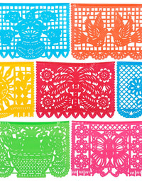 Paper Full of Wishes Festival Mexicano Large Plastic Papel Picado Banner, 9 Multi-Colored Panels 15 feet Long
