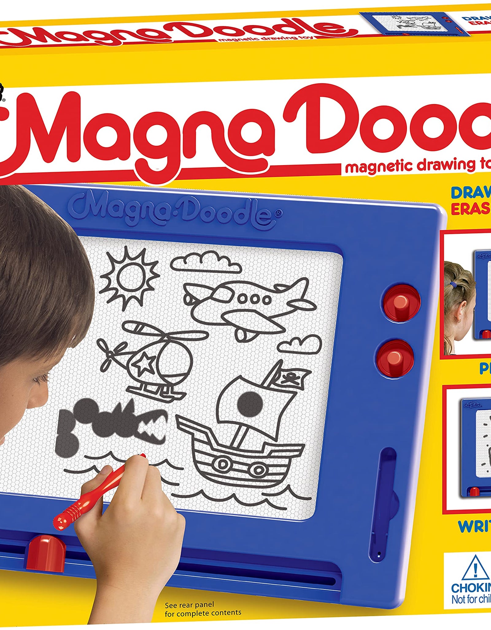 Cra-Z-Art Retro Magna Doodle Magnetic Drawing Board for kids 3 and up, Blue/White