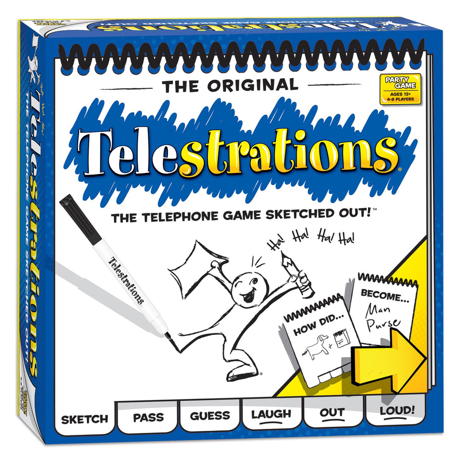 USAOPOLY Telestrations Original 8 Player, Family Board Game, A Fun Family Game for Kids and Adults, Family Game Night Just Got Better, The Telephone Game Sketched Out, Multicolor