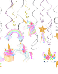 30 Ct Unicorn Hanging Swirl Decorations-Unicorn Party Decorations-Unicorn Birthday Party Supplies
