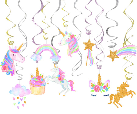 30 Ct Unicorn Hanging Swirl Decorations-Unicorn Party Decorations-Unicorn Birthday Party Supplies