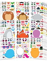 JOYIN 36 PCS Make-a-face Sticker Sheets Make Your Own Animal Mix and Match Sticker Sheets with Safaris, Sea and Fantasy Animals Kids Party Favor Supplies Craft
