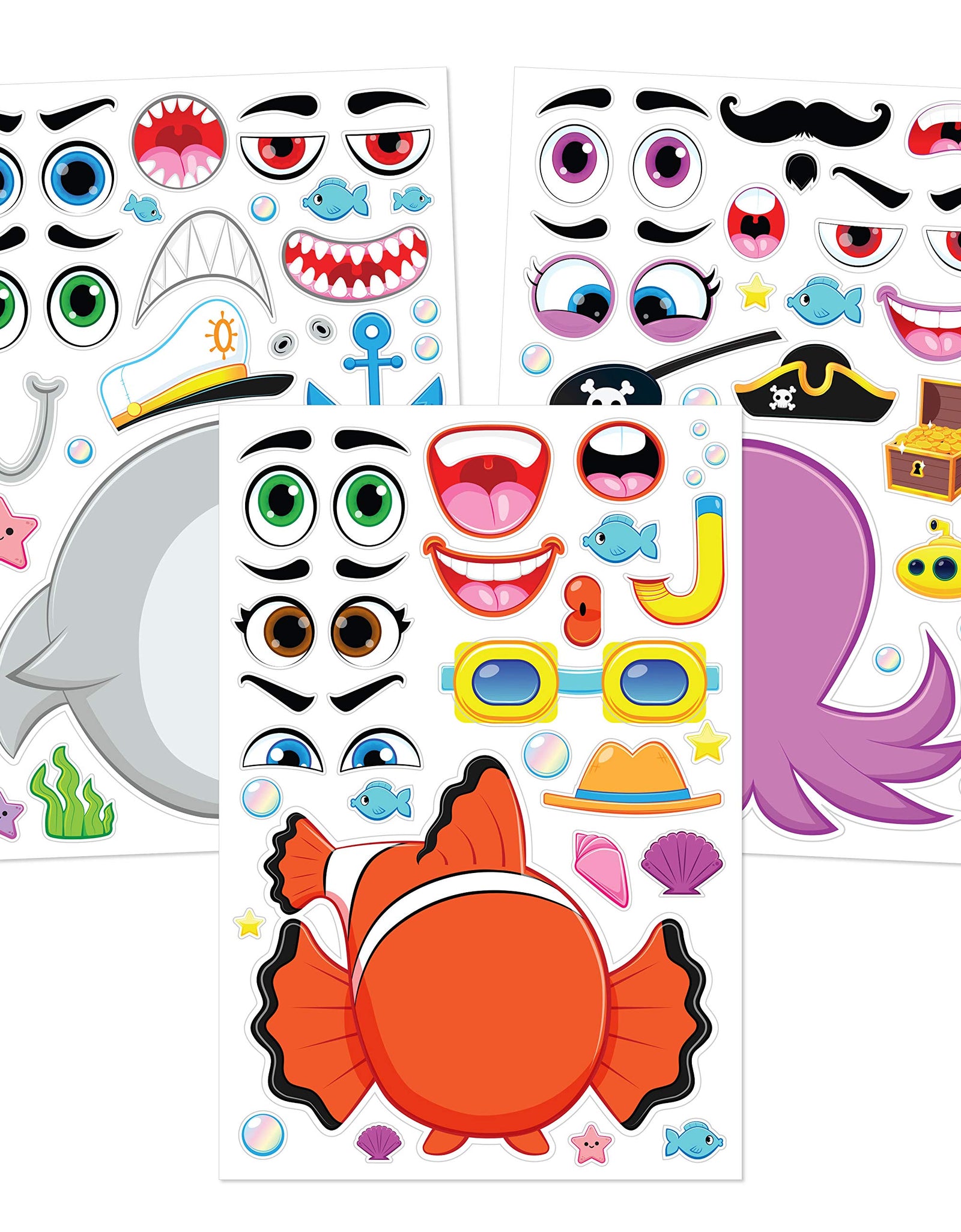 JOYIN 36 PCS Make-a-face Sticker Sheets Make Your Own Animal Mix and Match Sticker Sheets with Safaris, Sea and Fantasy Animals Kids Party Favor Supplies Craft